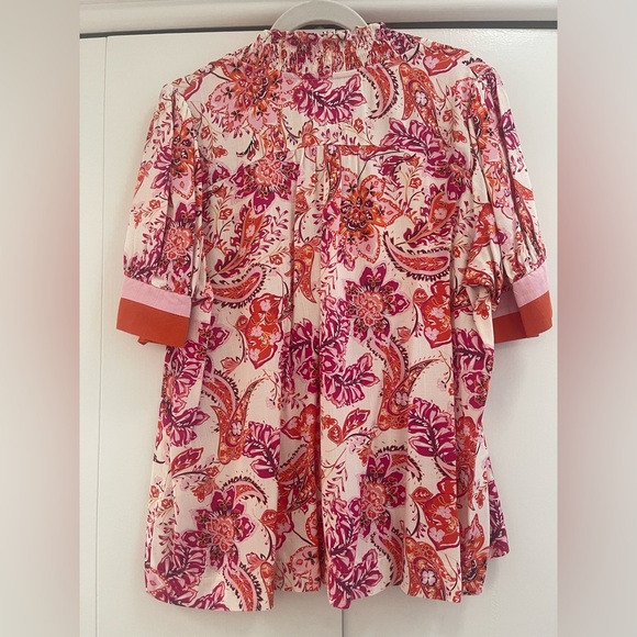 Umgee Floral Paisley Ruffle Neck Blouse / Med - Picture 4 of 9